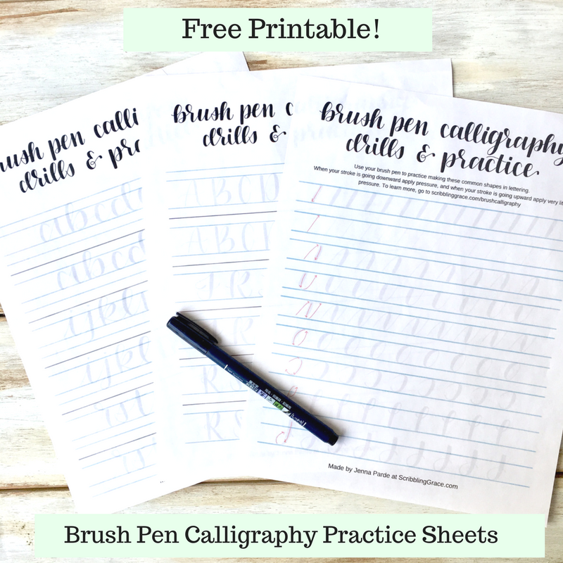 Learn how to do brush pen calligraphy for beginners! Including free brush pen calligraphy practice sheets!